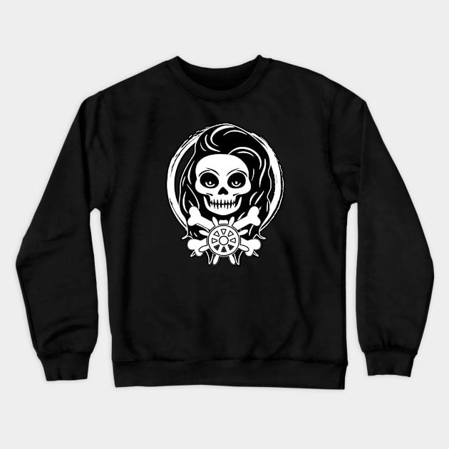 Skipper Skull and Wheel White Logo Crewneck Sweatshirt by Nuletto